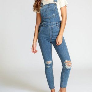 RVCA Foss Skinny Denim Overalls High Rise Skinny